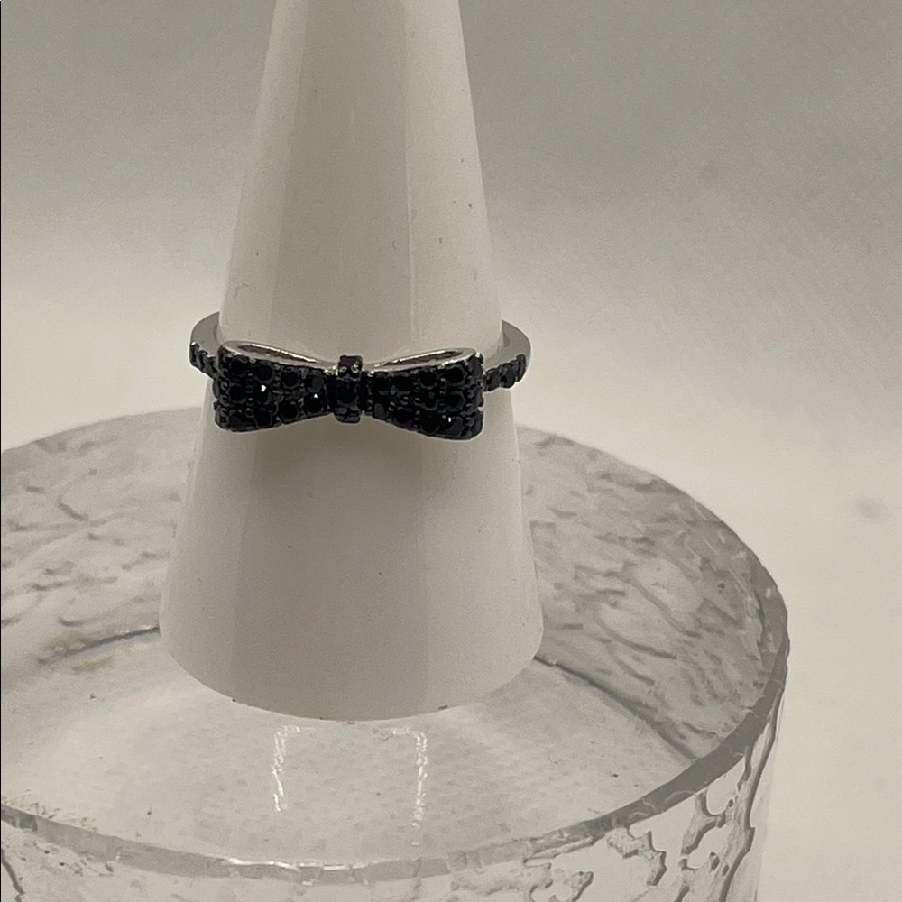 Women’s 925 Sterling Silver Black CZ Bow Ring